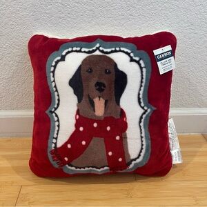 Cannon Holiday Labrador Dog Pillow with Red Scarf 14” Plush Red and White Pillow